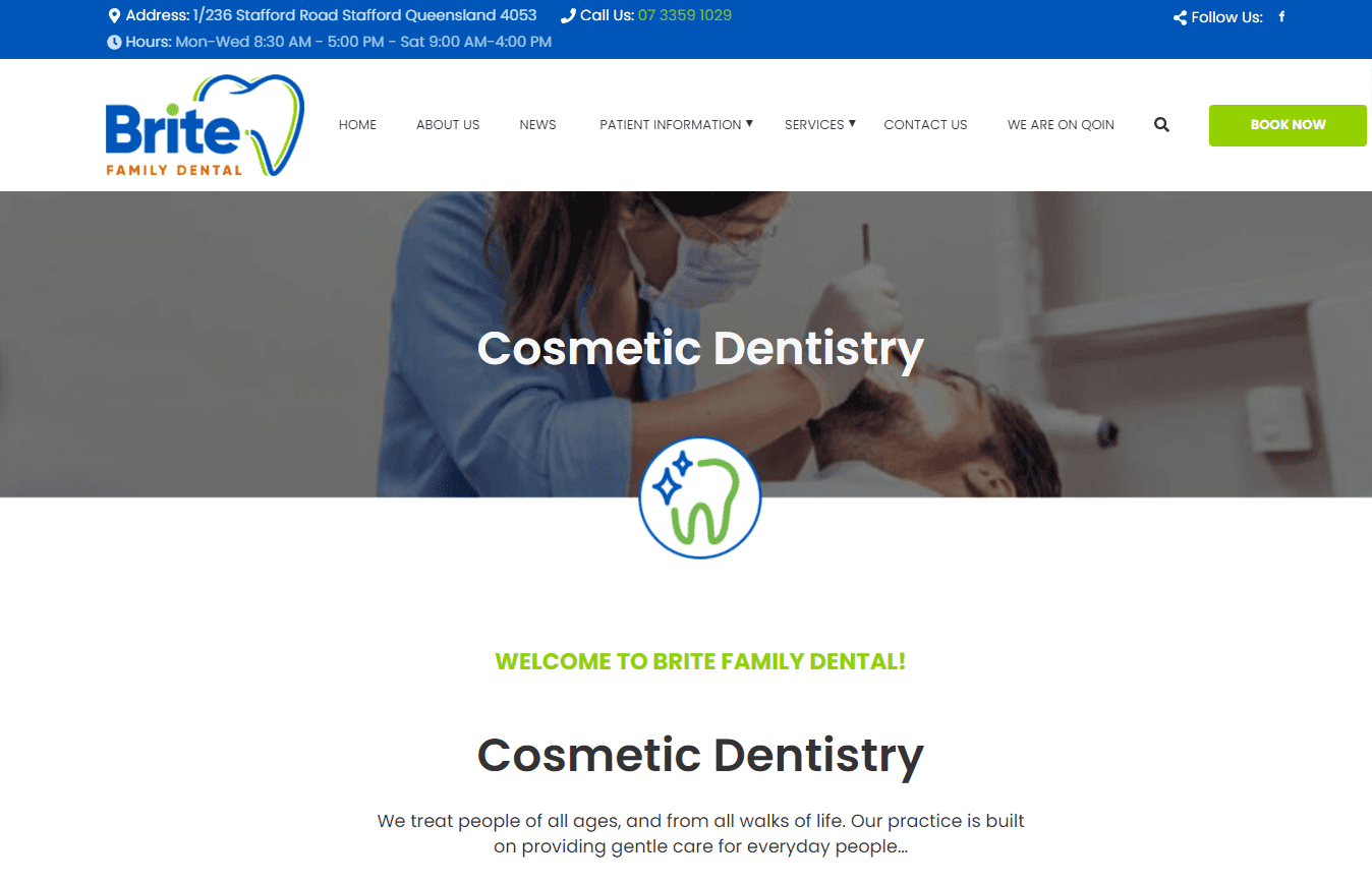 Branding for dentists - website design - case study - brite family dental service page