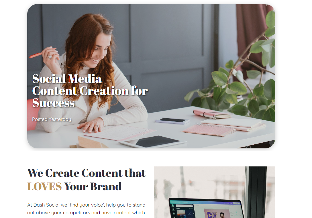 Targeted Content Creation Example from Dash Social - one of our clients