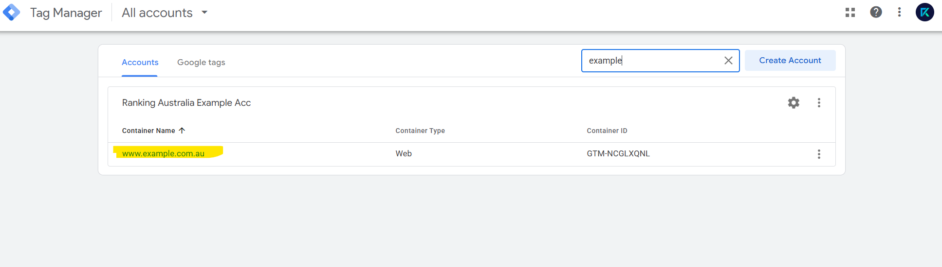 GTM Website Container